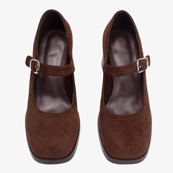 Mary Janes Heels for Women Retro Square Toe Platform Low Heel Chunky Loafer - Picture 6 of 6